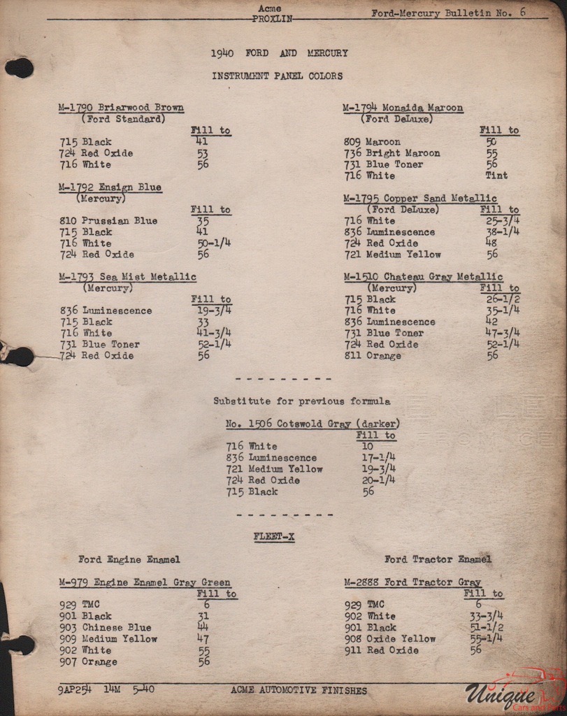 1940 Ford Paint Charts Acme 3